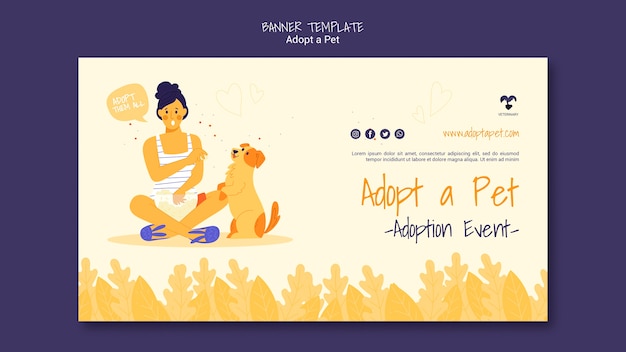 Free PSD adopt a pet horizontal banner template