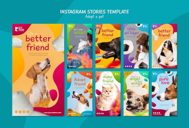 Free PSD adopt a pet instagram stories template