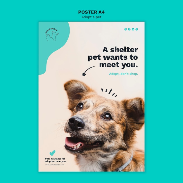 Free PSD adopt a pet poster style