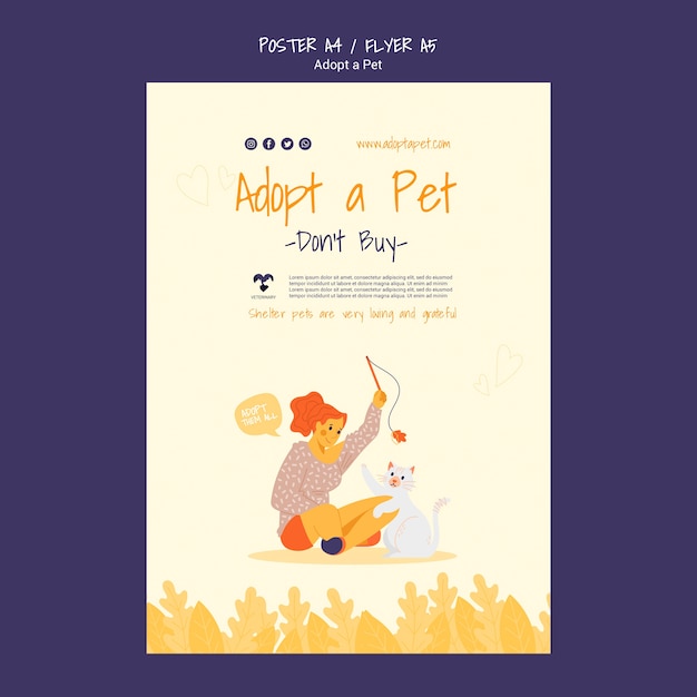 Free PSD adopt a pet poster style