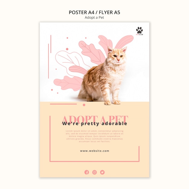 Free PSD adopt pet poster template design