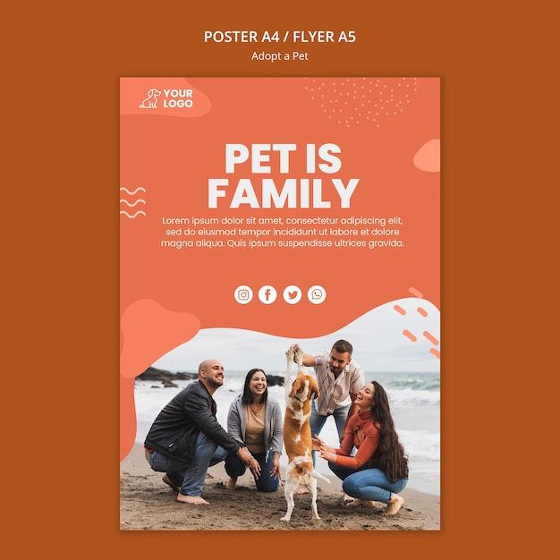 Adopt a pet poster template style