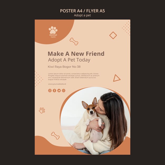 Adopt pet poster template theme