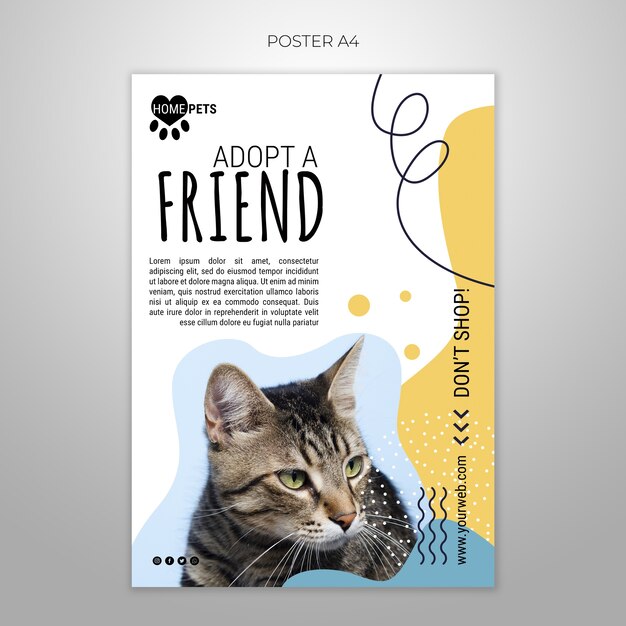 Adopt a pet poster template with photo of cat