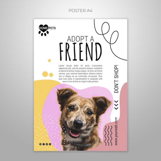 Free PSD adopt a pet poster template with photo