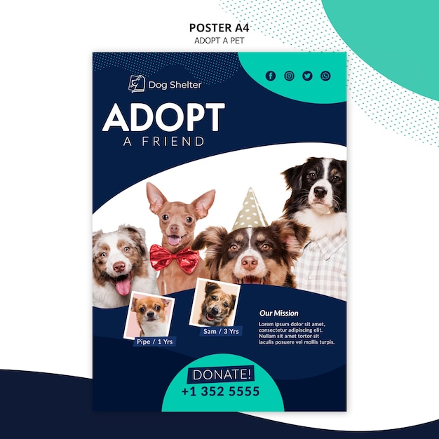 Free PSD adopt a pet poster template