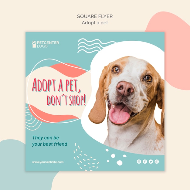 Free PSD adopt a pet square flyer template design