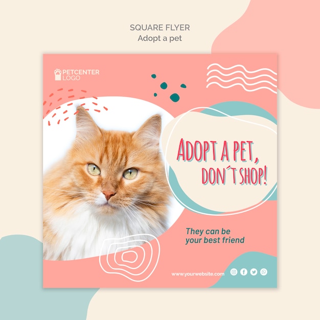 Adopt a pet square flyer template style