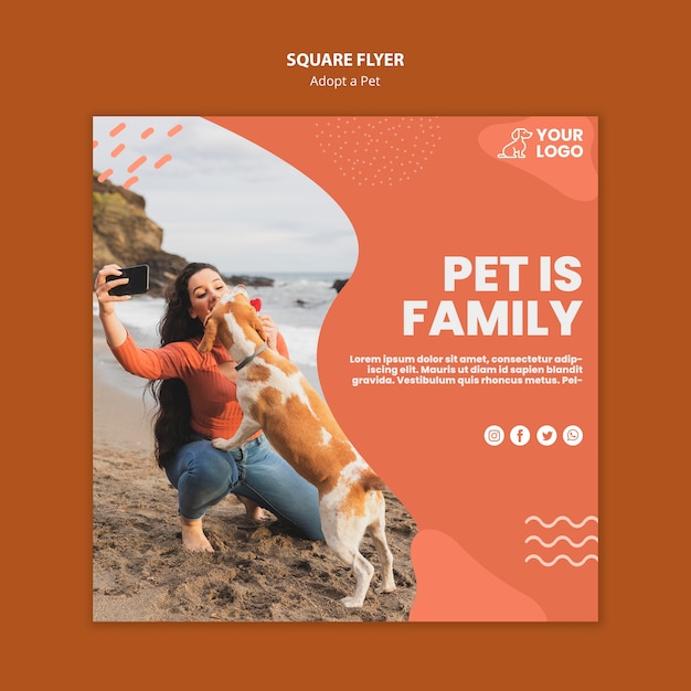 Adopt a pet square flyer template