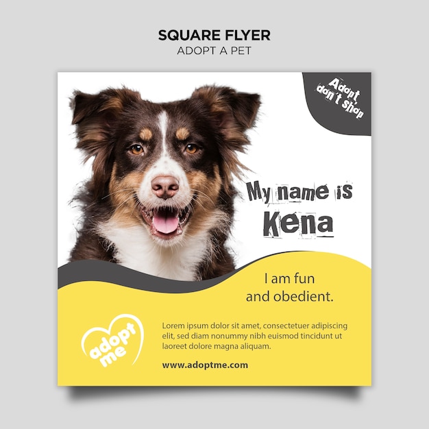 Free PSD adopt a pet square flyer