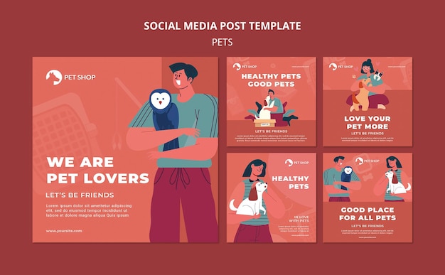 Free PSD adopt pets social media post