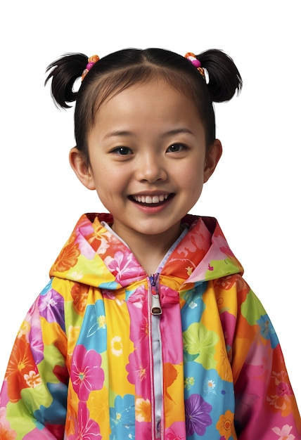 Free PSD adorable asian kid posing