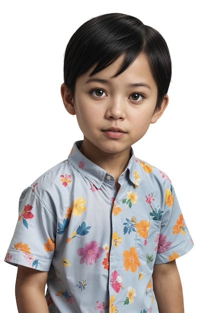 Free PSD adorable asian kid posing