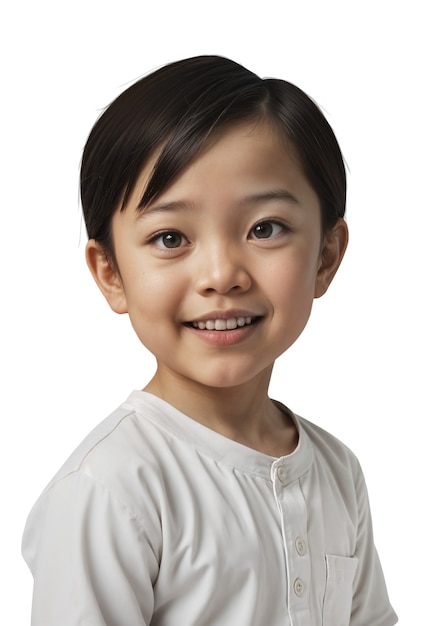 Free PSD adorable asian kid posing