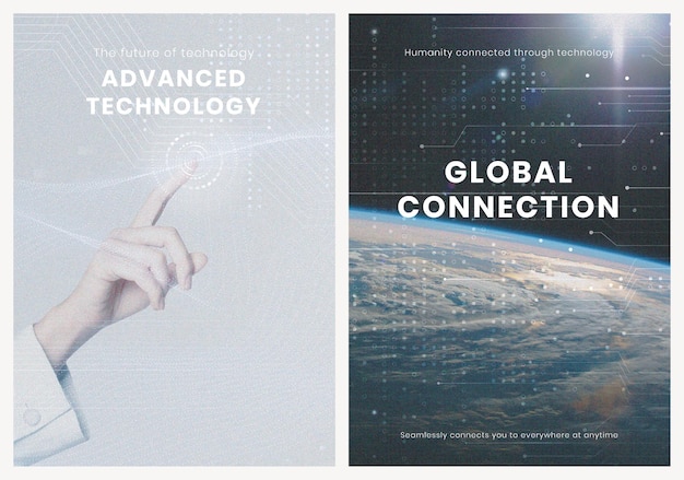 Free PSD advanced technology innovation template psd global connection poster