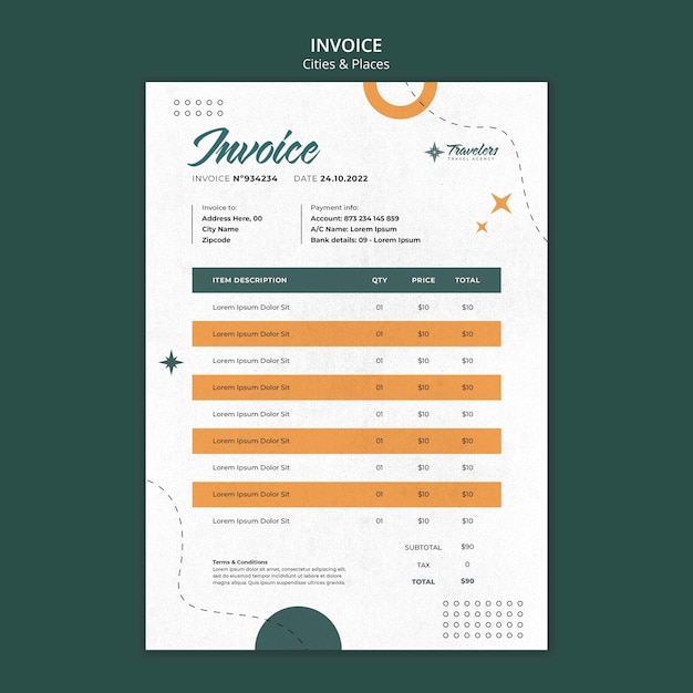 Adventure and travel invoice template