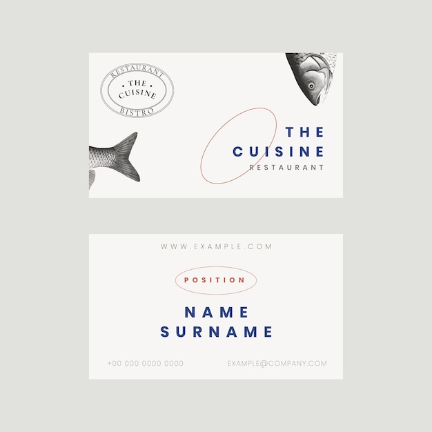 Free PSD aesthetic business card template psd for restaurant, remixed from public domain artworks