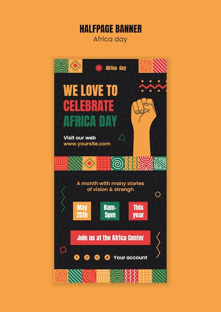 Free PSD africa day celebration banner template