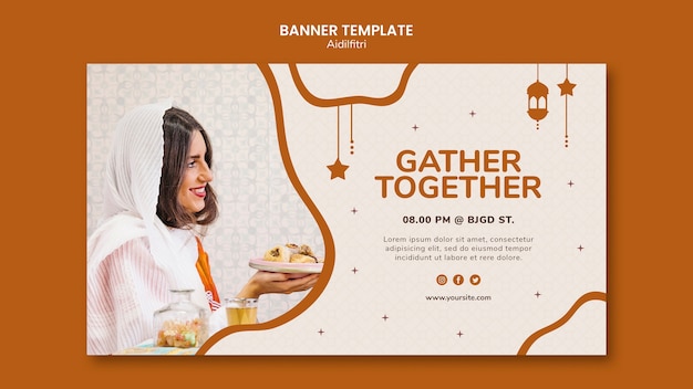 Free PSD aidilfitri banner template concept