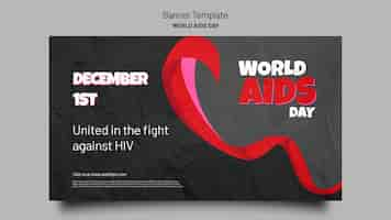 Free PSD aids day awareness horizontal banner template