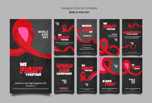 Free PSD aids day awareness instagram stories collection