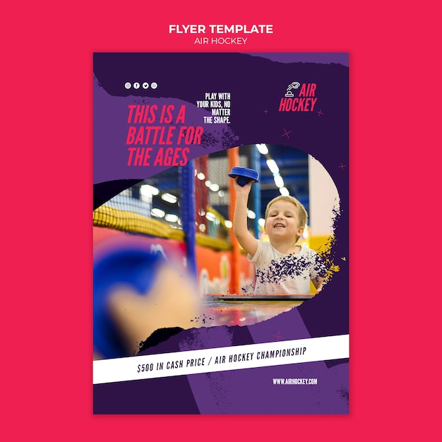 Free PSD air hockey fun flyer template