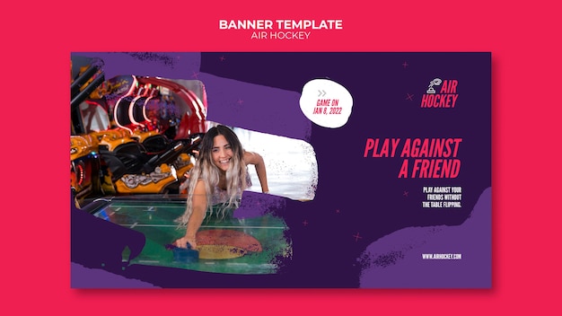 Air hockey game banner template