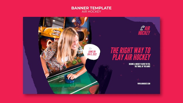 Free PSD air hockey horizontal banner template