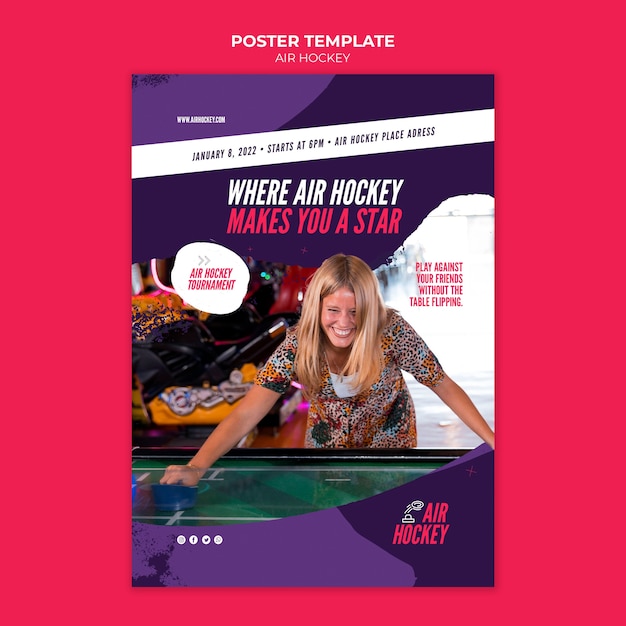 Free PSD air hockey tournament poster template