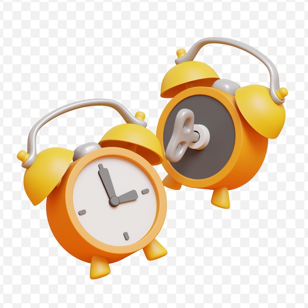 Alarm clock icon 3d render illustration on transparent background