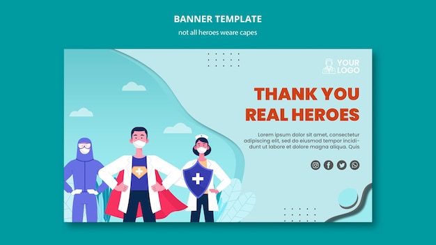 Free PSD not all heroes wear capes banner design