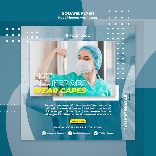 Free PSD not all heroes wear capes square flyer