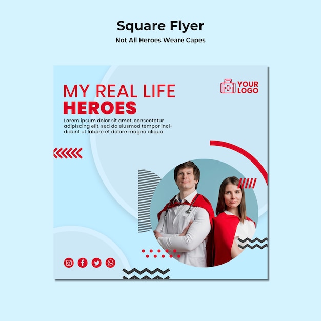 Free PSD not all heroes wear capes template square flyer