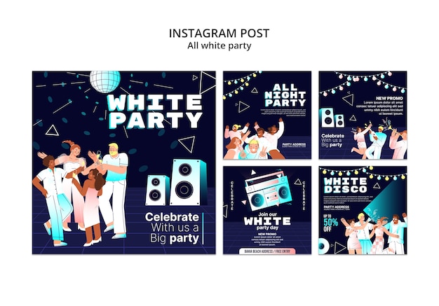 Free PSD all white party template design