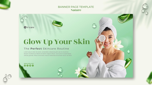 Aloe vera natural cosmetics banner template design