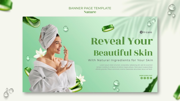 Aloe vera natural cosmetics banner template design