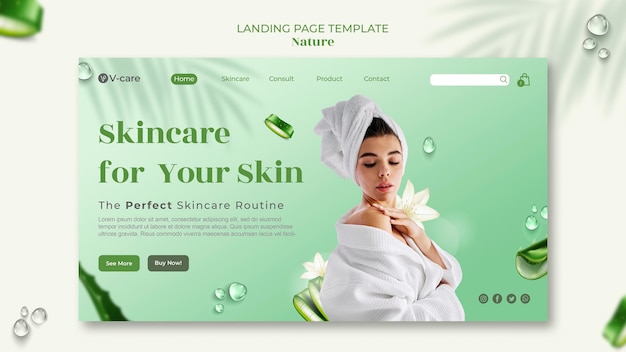 Free PSD aloe vera natural cosmetics landing page template design