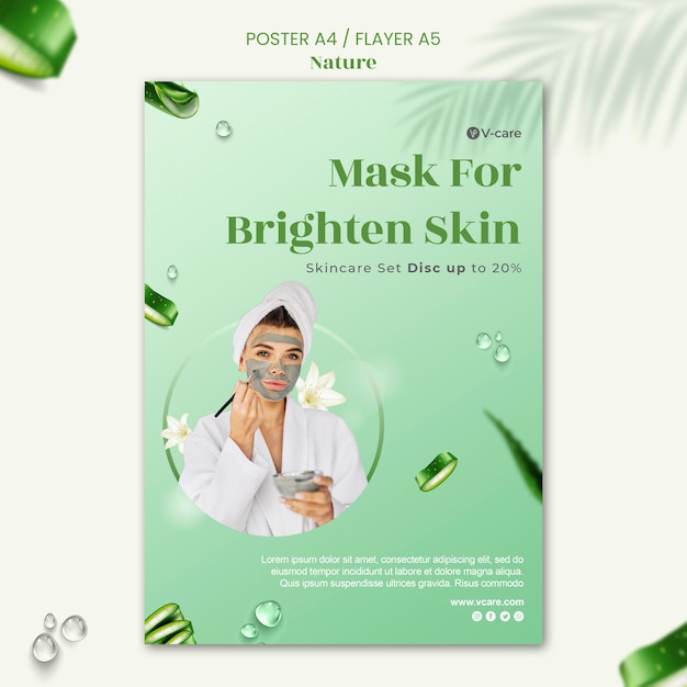 Free PSD aloe vera natural cosmetics poster and flyer template design