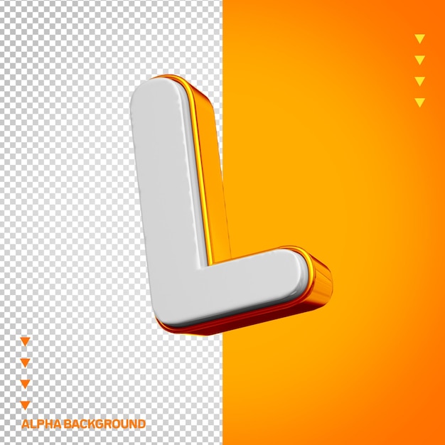 Free PSD alphabet 3d letter l white with orange