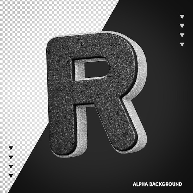 Free PSD alphabet 3d letter r white with black