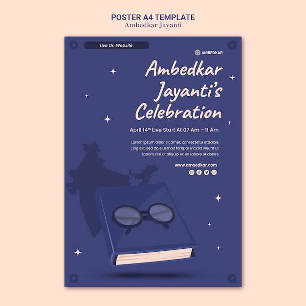 Free PSD ambedkar jayanti poster template