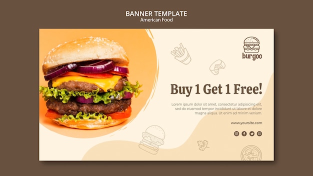 Free PSD american food banner template concept