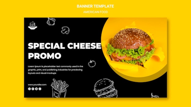 Free PSD american food banner template theme