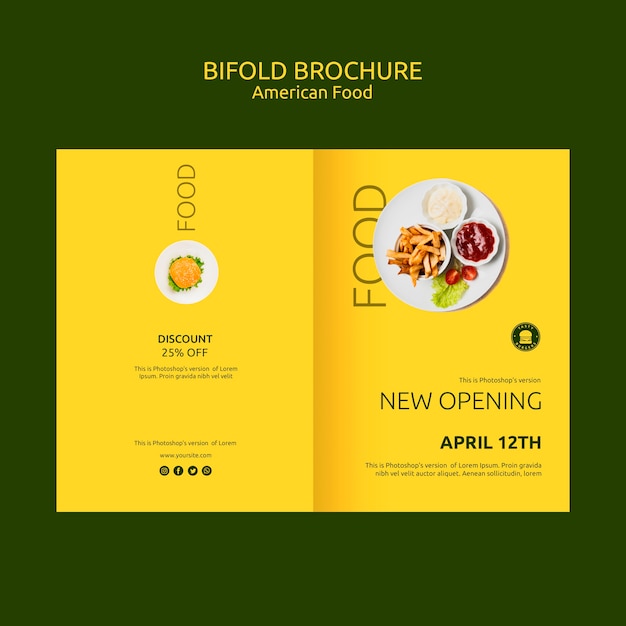 American food bifold brochure template