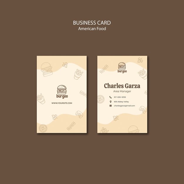 American food business card template