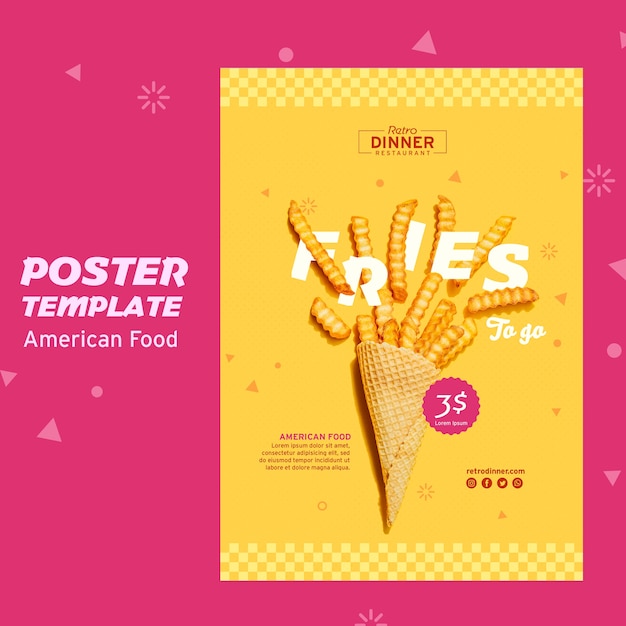 Free PSD american food concept poster template