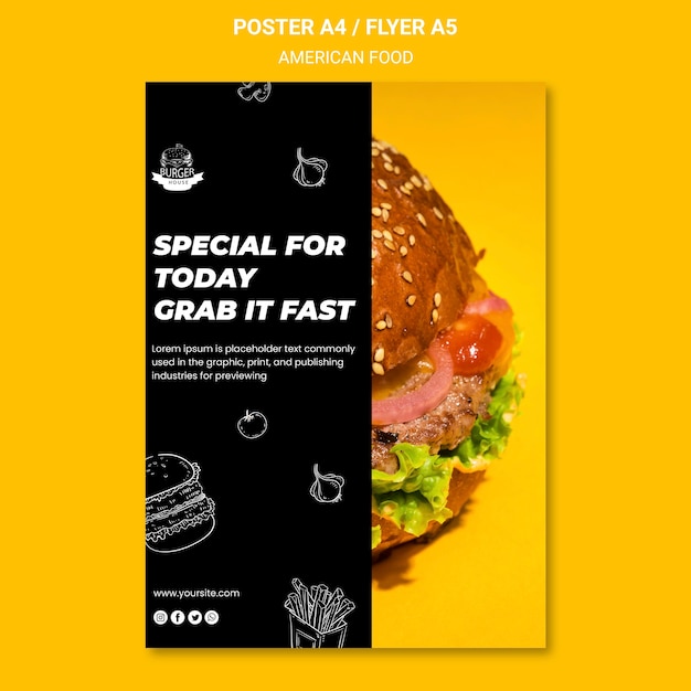 Free PSD american food flyer template theme