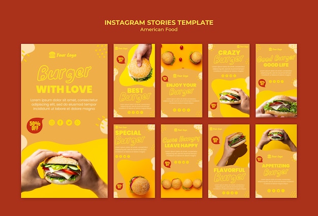 Free PSD american food instagram stories