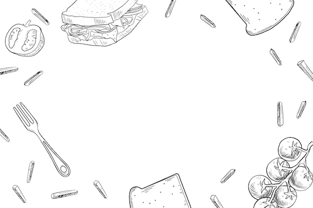 Free PSD american food outline illustration