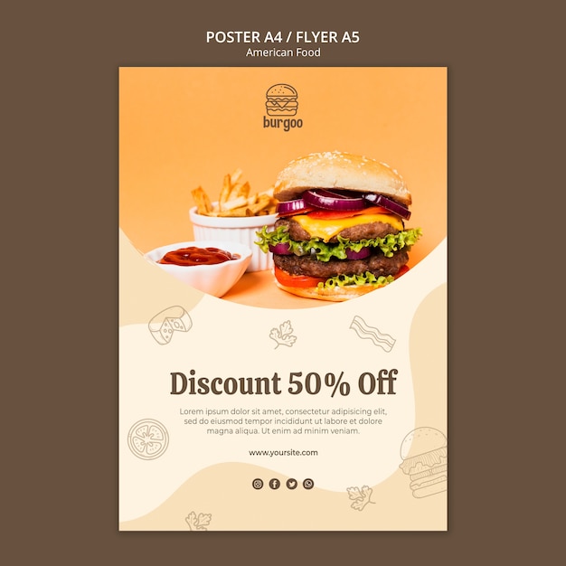 American food poster template concept